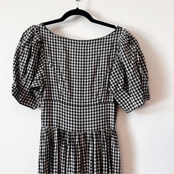 NWT DOEN Kennedy Gingham Maxi Dress Boho Puff Sleeve Black & White Size Small - Picture 9 of 16